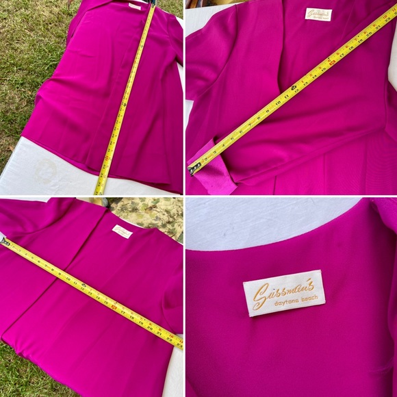 VTG PINK SATIN 3 Piece SUIT JACKET SKIRT & VEST RHINESTONES Dance Party - Picture 13 of 15